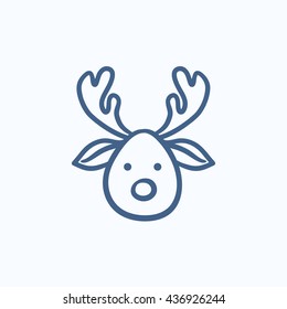 Christmas deer vector sketch icon isolated on background. Hand drawn Christmas deer icon. Christmas deer sketch icon for infographic, website or app.