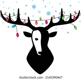 Christmas deer, wearing something, cool style