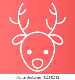 Christmas Deer White Icon Vector Illustration