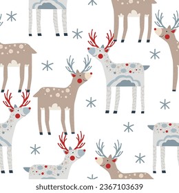 Christmas deer winter seamless pattern