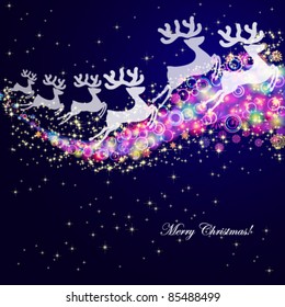 Christmas deers, abstract vector background.
