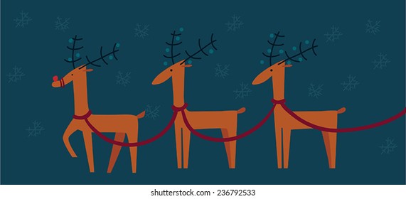 Christmas deers in chain 