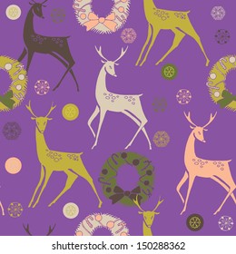 Christmas Deers Seamless Pattern