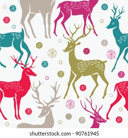 Christmas deers. seamless pattern