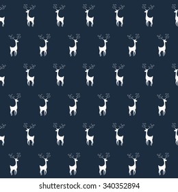Christmas deers. Vintage vector seamless illustration