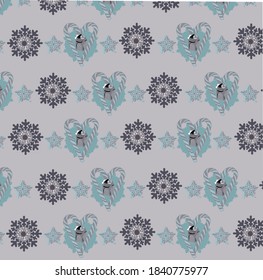 Christmas delicious with blue pattern stars on the gray background