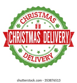 Christmas delivery grunge rubber stamp on white background, vector illustration