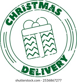 Christmas Delivery Mail Stamp Vector Illustration