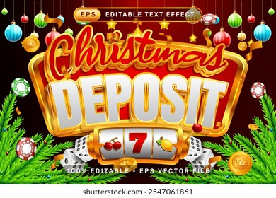 christmas deposit 3d text effect and editable text effect with christmas background