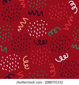 Christmas design abstract background. Seamless hand draw pattern. Christmas art design. doodle line art ornament print.Design for carpet, Christmas card, wallpaper, clothing, wrapping, fabric, cover