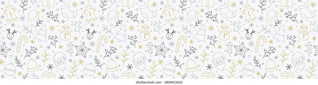 Fondo de diseño navideño con decoración temática festiva. Patrón sin foco. Vector