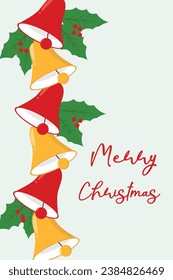 Diseño navideño con campanas. Tarjeta de Navidad. Vector.