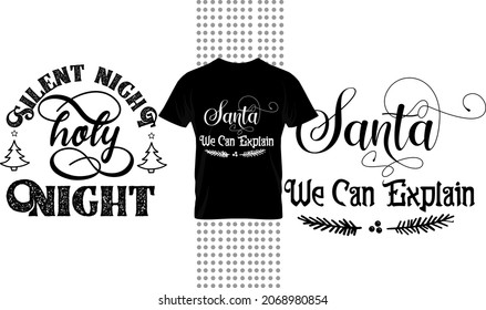 Christmas design bundle. silent night holy night, dear Santa we can explain round ornament collection