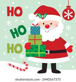 Christmas Design For Card, Bag with Santa Claus and Gifts vector