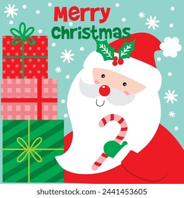 Christmas Design For Card, Bag with Santa Claus and Gifts image