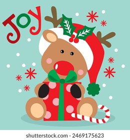 Christmas Design For Card,Bag with Cute Reindeer vector