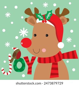 Christmas Design For Card,Bag with Cute Reindeer