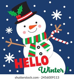 Christmas Design For Card,Bag with Cute Snowman