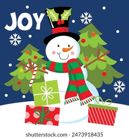 Christmas Design For Card,Bag with Cute Snowman image