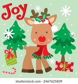 Christmas Design For Card,Bag with Reindeer and Gifts vector