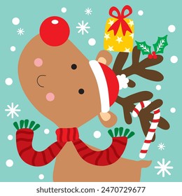 Christmas Design For Card,Bag with Reindeer image