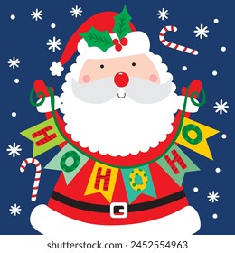 Christmas Design For Card,Bag with Santa Claus and Ho ho ho