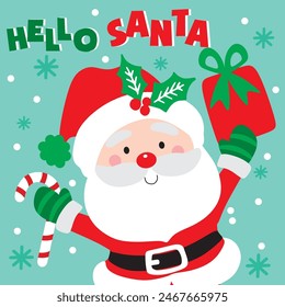 Christmas Design For Card,Bag with Santa Claus and Gifts illustration