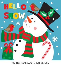 Christmas Design For Card,Bag with Snowman