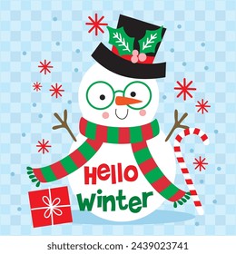 Christmas Design For Card,Bag with Snowman and Candy cane