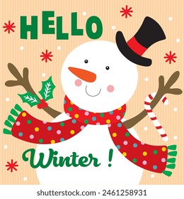 Christmas Design For Card,Bag with Snowman and Candy cane