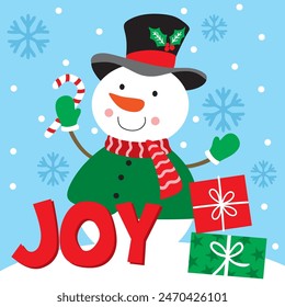 Christmas Design For Card,Bag with Snowman and Candy cane