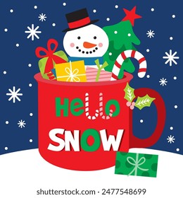 Christmas Design For Card,Bag with Snowman and Gifts