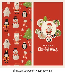 Christmas Design with Cute Characters - Greeting Card for the Winter Holiday Season