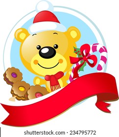 christmas design with cute vector bear