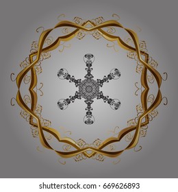 For the Christmas design and decoration. Snowflakes, doodles and dots in colors on gray background. Handmade drawing. Watercolor painting effect.