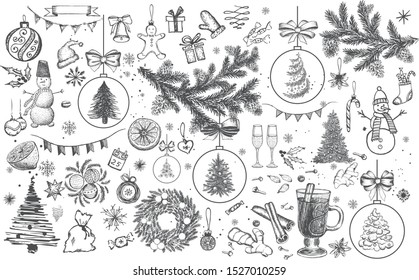 Elemento de diseño navideño en estilo doodle. Dibujado a mano. Ilustración vectorial.