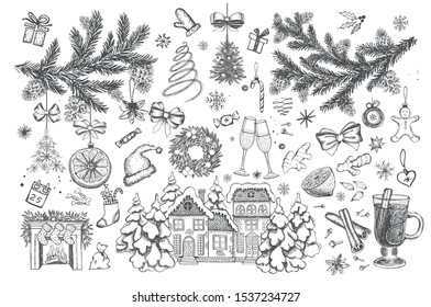Christmas design element in doodle style.  Vector illustration. 
