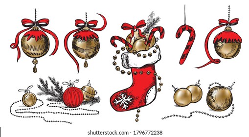 Christmas design element in doodle style. Hand drawn.