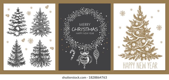 Christmas design element in doodle style. Hand drawn.	