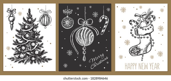 elemento de diseño navideño en estilo doodle. Dibujado a mano.