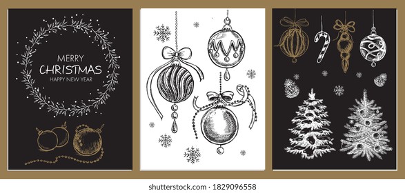 Christmas design element in doodle style. Hand drawn.