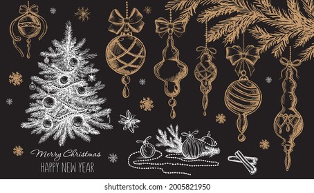 elemento de diseño navideño en estilo doodle. Ilustración dibujada a mano. Vector.	