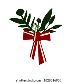Christmas design element. New year leaves 