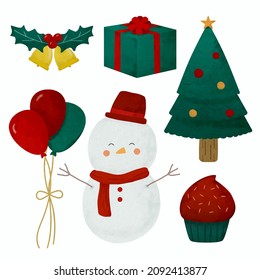 Christmas design element object for decorating in christmas festival and invitation card, party, New Year's, Christmas, birthday, T-shirt, greeting card, poster, print, ad and publications