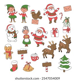 Christmas Design Element Vector Illustration Set Isolated On white Background.