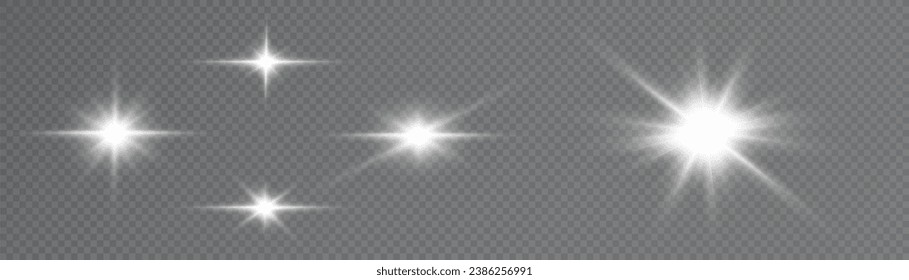 Christmas design element. Vector PNG .Vector magic white rays glow light effect isolated on transparent background.