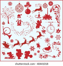 Christmas design elements. All elements and textures are individual objects. Vector illustration scale to any size.