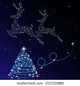 Christmas design elements. The background is blue.