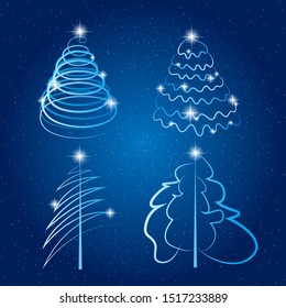 Christmas design elements. The background is blue.
