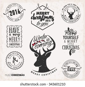 Christmas Design Elements, Badges and Labels in Vintage Style
